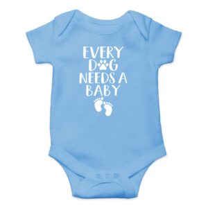 Every Dog Needs a Baby - My Siblings Have Tails - Funny Romper, One-Piece Baby Bodysuit (6 Months, Light Blue)