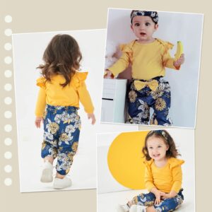 12 Months Baby Girl Clothes Gifts Baby Girl Outfits Winter Infant Clothing Ruffle Romper Floral Pants Set 12-18 Months Girl Clothes