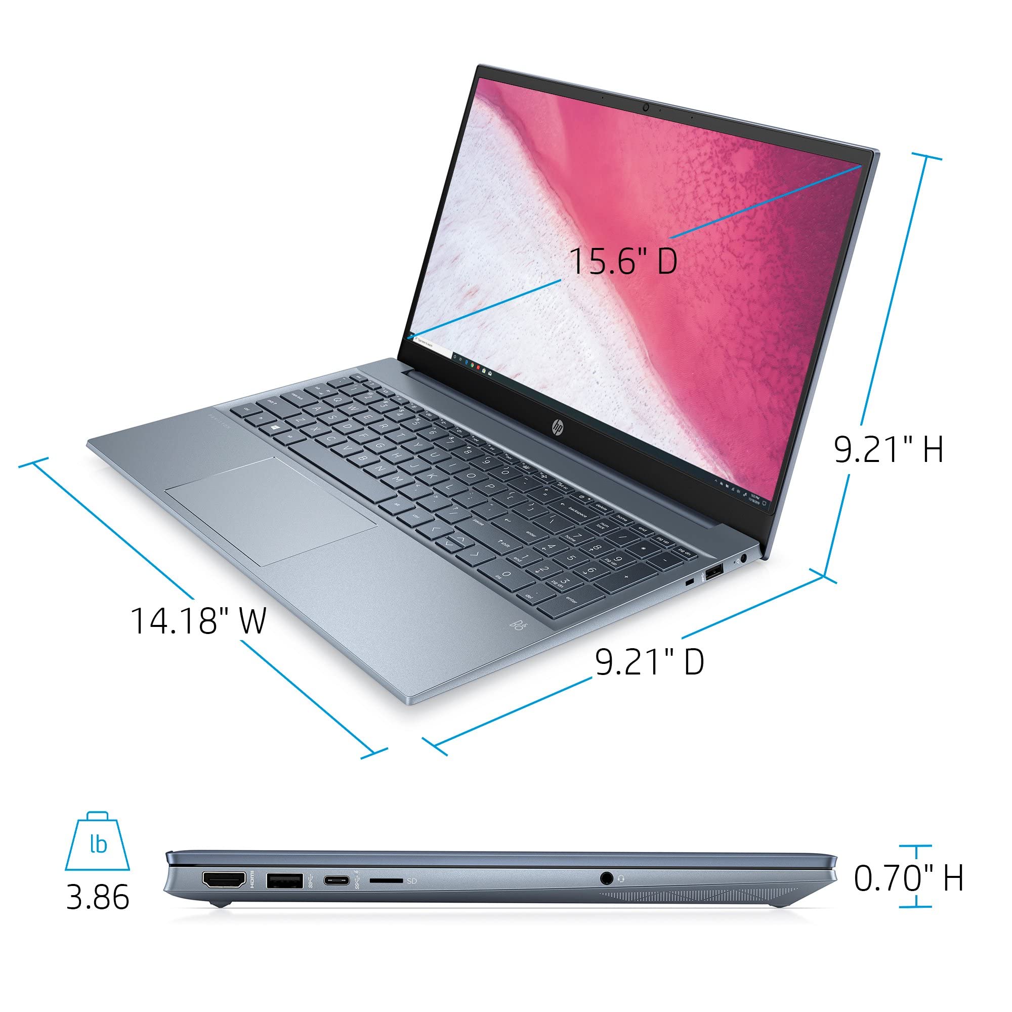 2022 Flagship HP Pavilion 15.6" FHD 1080P IPS Laptop, 8-Core AMD Ryzen 7-5700U (Upto 4.3GHz, Beat i7-1180G7), 16GB RAM, 512GB SSD, Webcam, WiFi 6, Long Hour Battery, Audio B&O, Win11+Accessory