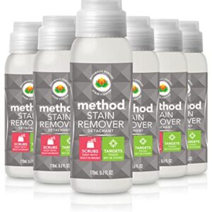 Method Stain Remover, Fragrance Free, Built-in Brush & Plant-Based Formula Combine to Target Set-in Stains, 6 FL Oz, (Pack of 9)