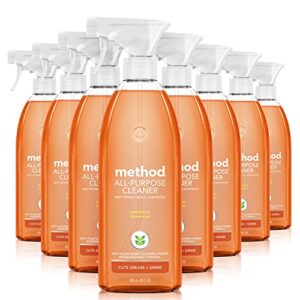 method all-purpose cleaner spray, clementine, plant-based and biodegradable formula perfect for most counters, tiles, stone, and more, 28 oz spray bottles, (pack of 8)