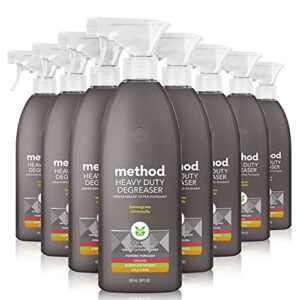 method heavy duty degreaser, lemongrass scent, oven cleaner & stove top cleaner, 28 oz spray bottles (pack of 8)