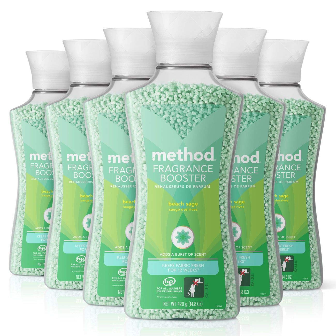 Method Fragrance Booster, Beach Sage, Keeps Clothes Fresh For Up to 12 weeks, 14.8 Ounces (Pack of 6)