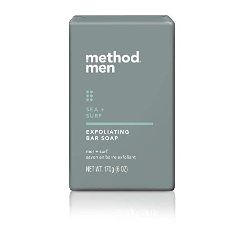 Method Men's - Sea + Surf Body Wash 18 Ounce & Sea + Surf Exfoliating Bar Soap, 6 oz - Set of 2