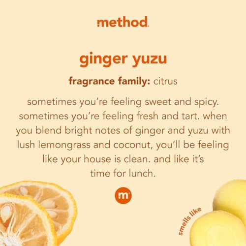 Method Hardwood Floor Cleaner Squirt + Mop Bottle, Ginger Yuzu, For Sealed Hardwood and Laminate Floors, 25 Fl Oz (Pack of 2)