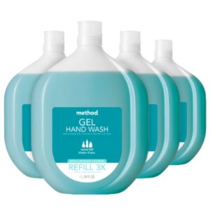 method gel hand soap refill, waterfall, recyclable bottle, biodegradable formula, 34 oz (pack of 4)