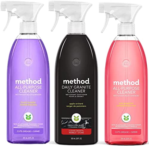 Method Cleaner Sprays - Multi-Surface Cleaners variety Pack - Stone, Shower And multi Purpose Cleaners 28 Ounce (3 Pack)