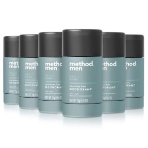 method mens aluminum-free deodorant, sea & surf, 2.65 ounce (pack of 6)