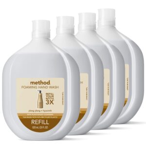 Method Premium Foaming Hand Wash Refill, Ylang Ylang + Hyacinth, Recyclable Bottles, Biodegradable Formula, 28 fl oz (Pack of 4)