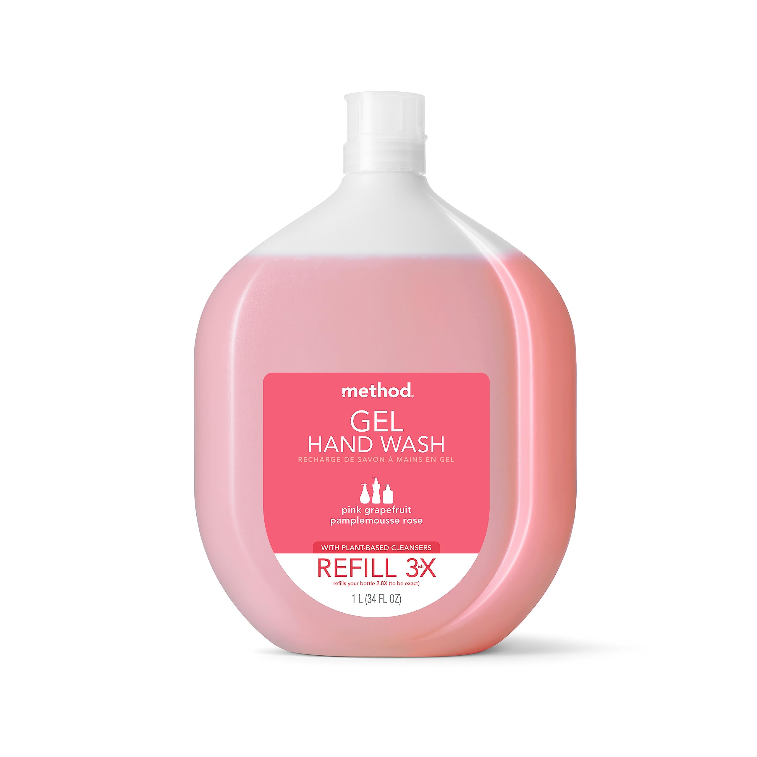 Method Gel Hand Soap Refill, Pink Grapefruit, Waterfall, 34 Fl Oz each, 2 CT (Variety Pack)