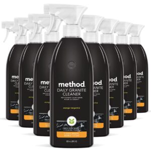 method daily granite cleaner spray, orange tangerine, plant-based cleaning agent for granite, marble, and other sealed stone, 28 oz spray bottles (pack of 8)