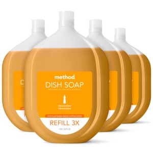 method dish soap, refill, clementine, biodegradable formula, tough on grease, 54 oz (pack of 4)