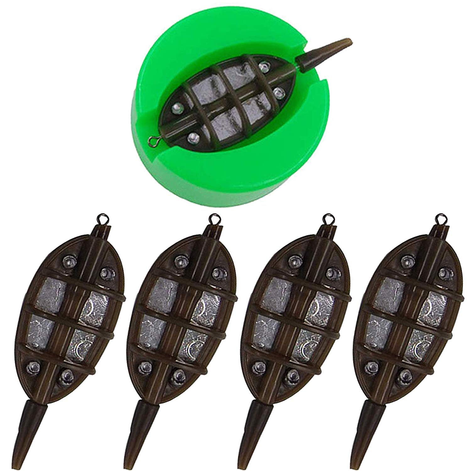 Carp Fishing Method Feeders Set 4 Inline Method Feeders with 1 Quick Release