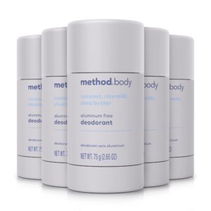 method deodorant, simply nourish, aluminum free, 12 hour protection, 2.65 oz (pack of 5)