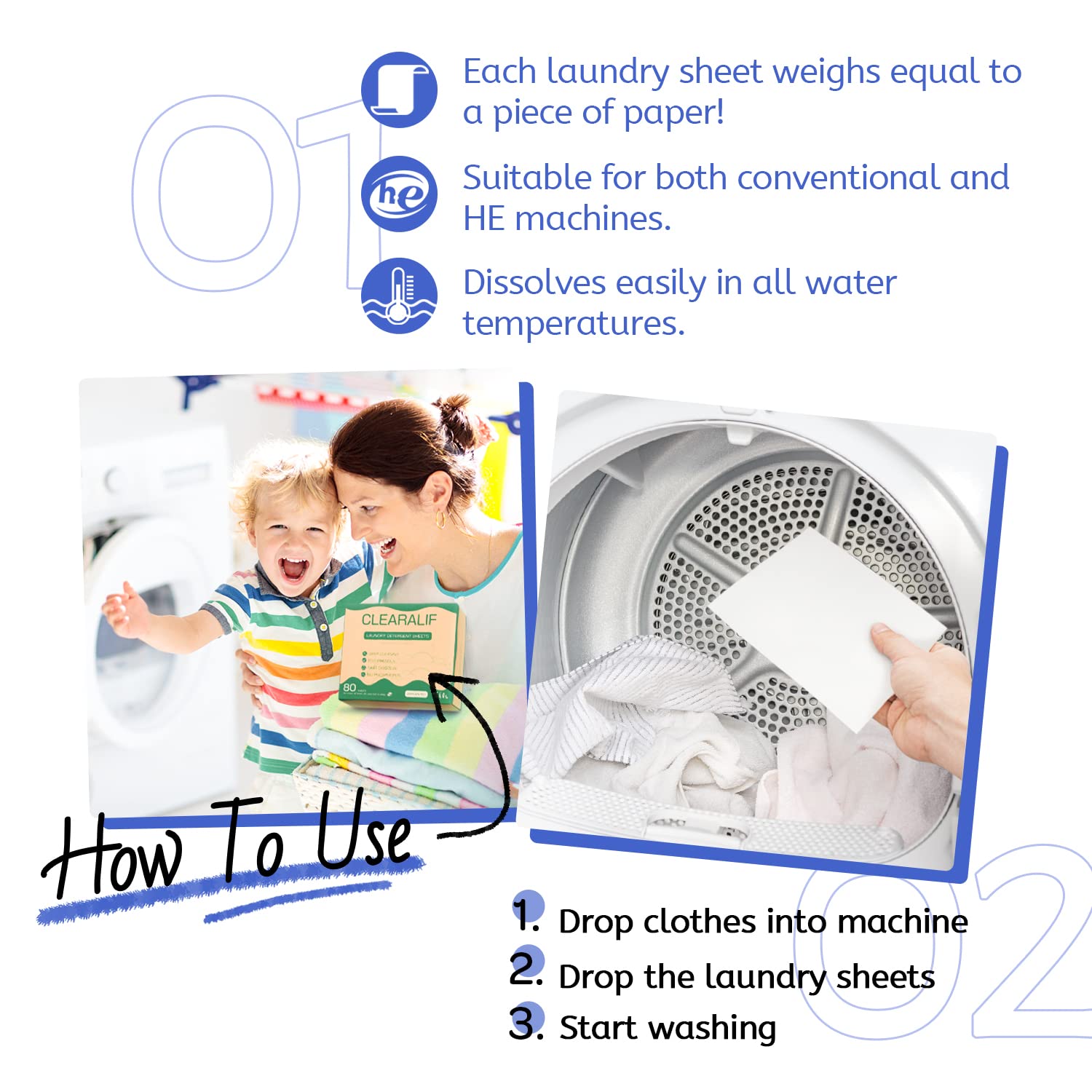 CLEARALIF Laundry Detergent Sheets Up to 160 Loads, Fresh Linen - Great For Travel,Apartments, Dorms,Laundry Detergent Strips Eco Friendly & Hypoallergenic