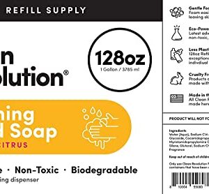 Clean Revolution Foaming Hand Soap Refill Supply Container, Ready to Use Formula, Dreamy Citrus Fragrance, Gluten Free, 128 Fl. Oz