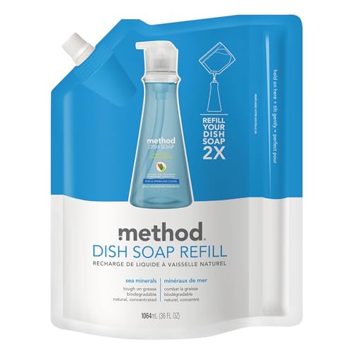 Method Gel Dish Soap Refill, Sea Minerals, Biodegradable Formula, Tough on Grease, 36 Fl Oz (Pack of 1)