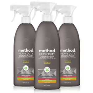 method heavy duty degreaser, lemongrass scent, oven cleaner & stove top cleaner, 28 oz spray bottles (pack of 3)