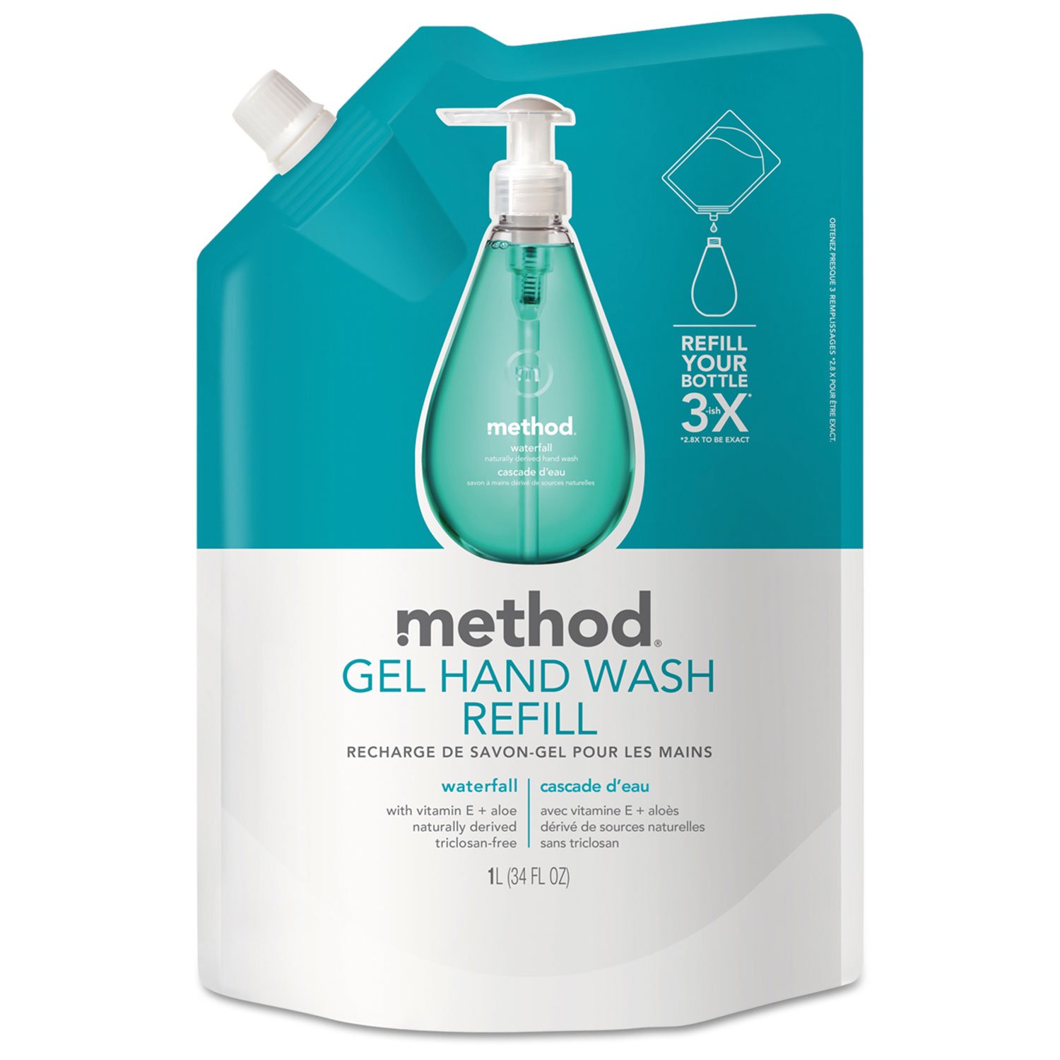 Method Gel Hand Wash Refill Pouch, Waterfall, 34 Ounce