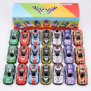 21 Pack Pull Back Toy Cars, Party Favors, Goodie Bag Stuffers, Race Vehicles Bulk, Pinata Fillers, Teacher Treasure Prize Box Toys for Boys Girls Toddlers 2,3,4,5 Years Old