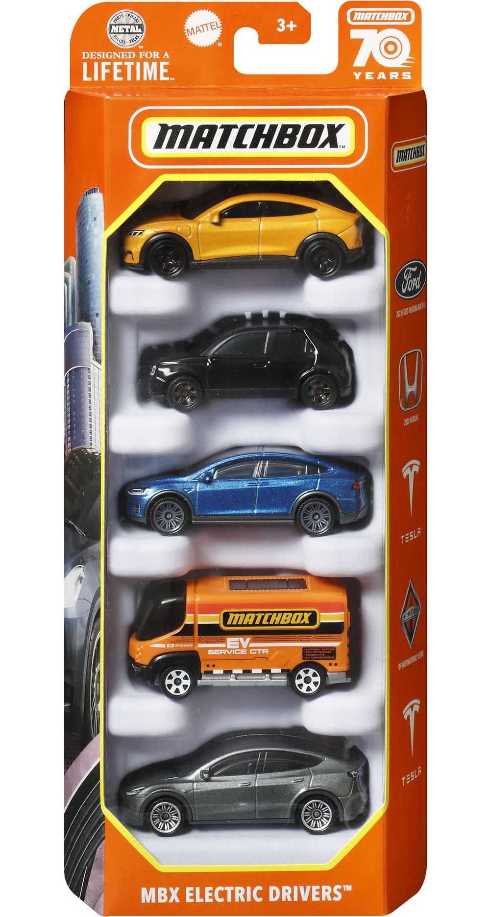 Matchbox Cars 5-Pack Toy Cars, Trucks & Aircraft in 1:64 Scale, Collectable 70th Anniversary Packaging, Set for Kids & Collectors