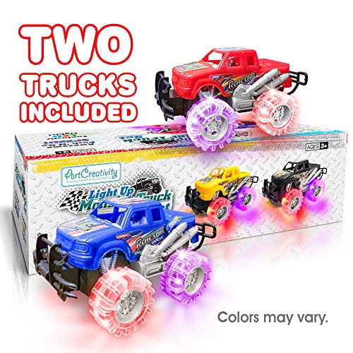 ArtCreativity Light Up Monster Trucks for Boys and Girls, Toy Truck Set of 2, Monster Trucks for Boys 3-6 Years Old, Toddler Monster Truck Toys, Light Up Trucks, Easter Gifts for Kids