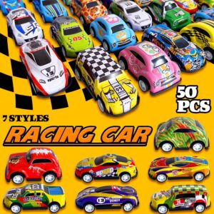 Qiuttnqn 50 PCS Mini Pull Back Cars,Fun Bulk Race Car Set,Mini Die-Cast Race Cars for Kids,Carnival Prizes for Boys and Girls,Christmas,Birthday,Party Gifts,Party Favors