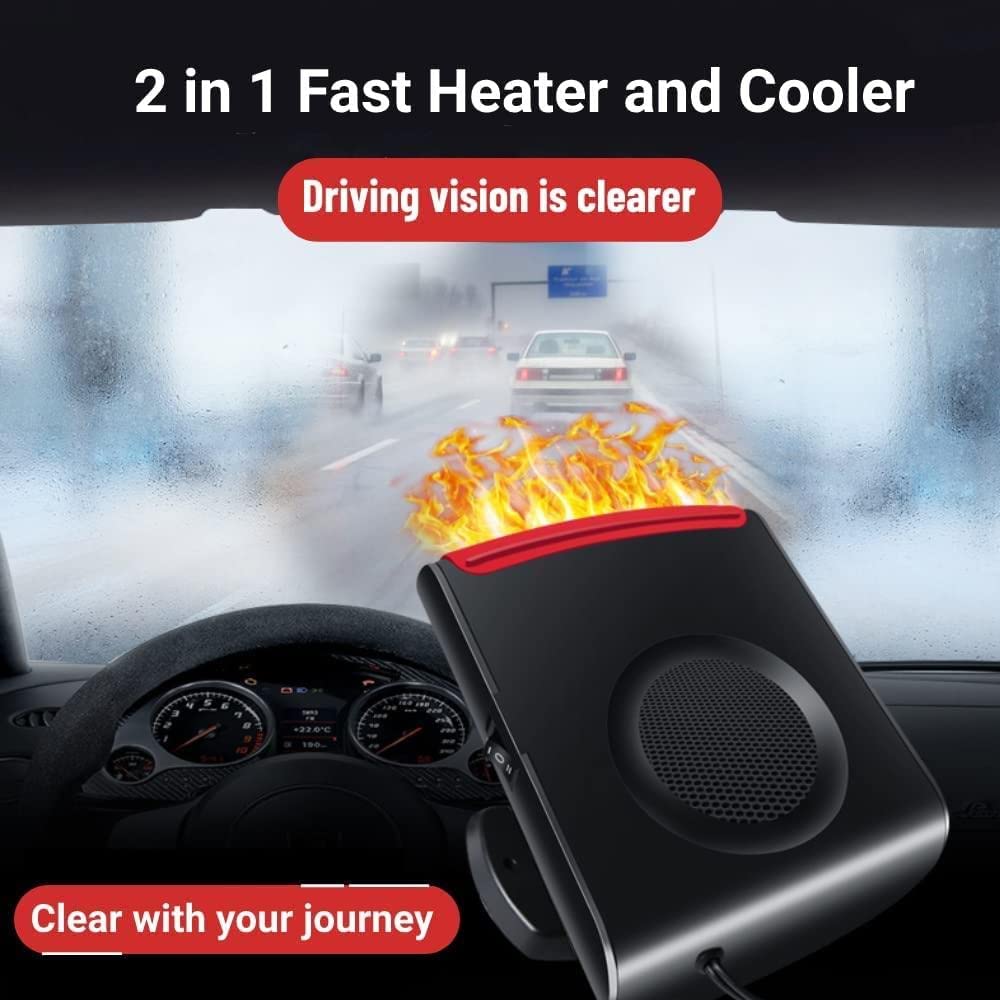 Portable Car Heater 12V Demister Defroster 200W Anti-Fog Automobile Heater Warmer and Defroster 2 in 1 Heating Cooling Function Heaters Winter Kits for Cars SUV