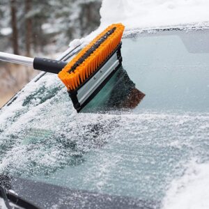 Snow MOOver 39" Extendable Snow Brush with Detachable Ice Scraper | 11" Wide Squeegee & Bristle Head | Lightweight Aluminum Body with Ergonomic Grip | No Scratch Winter Cleaning Tool for Cars & SUVs