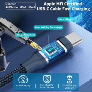 【MFi Certified】iPhone 15 Fast Car Charger, Linocell 72W Dual PD Car Power Cigarette Lighter USB-C Fast Car Charge Adapter+2Pack Type-C Braided Cable for iPhone 15/15 Pro/iPad Pro/Galaxy S24/S23/Pixel