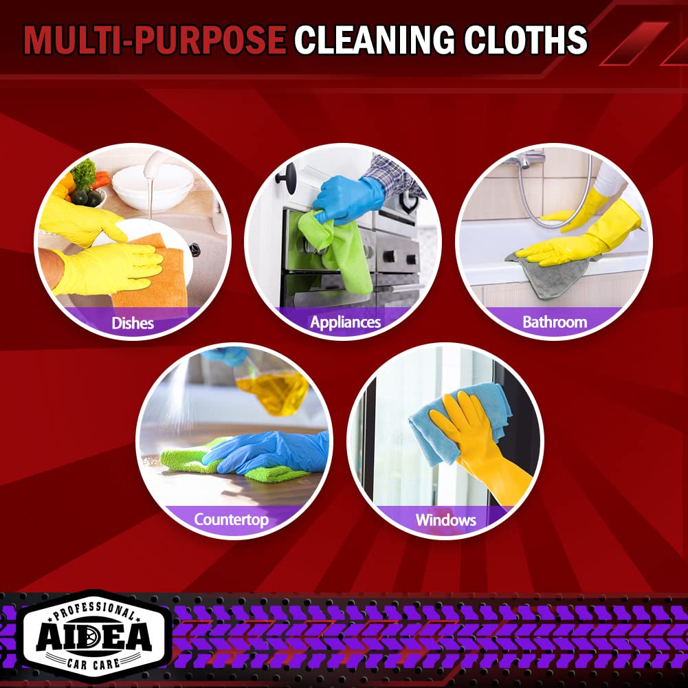 AIDEA Microfiber Cleaning Cloth for Car-24PK, Premium Car Microfiber Towels, Soft & Absorbent Cleaning Cloth, Wash Cloth for House, Kitchen, Car (12in.x16in)