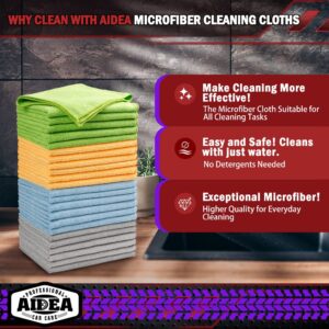 AIDEA Microfiber Cleaning Cloth for Car-24PK, Premium Car Microfiber Towels, Soft & Absorbent Cleaning Cloth, Wash Cloth for House, Kitchen, Car (12in.x16in)