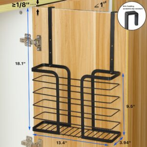 KEGII Cabient Door Organizer, Kitchen Cabinet Organizer, Cutting Board Holder Rack, Over The Cabinet Door Storage for Cutting Boards, Baking Sheets, Aluminum Foil, Cleaning Supplies, Black