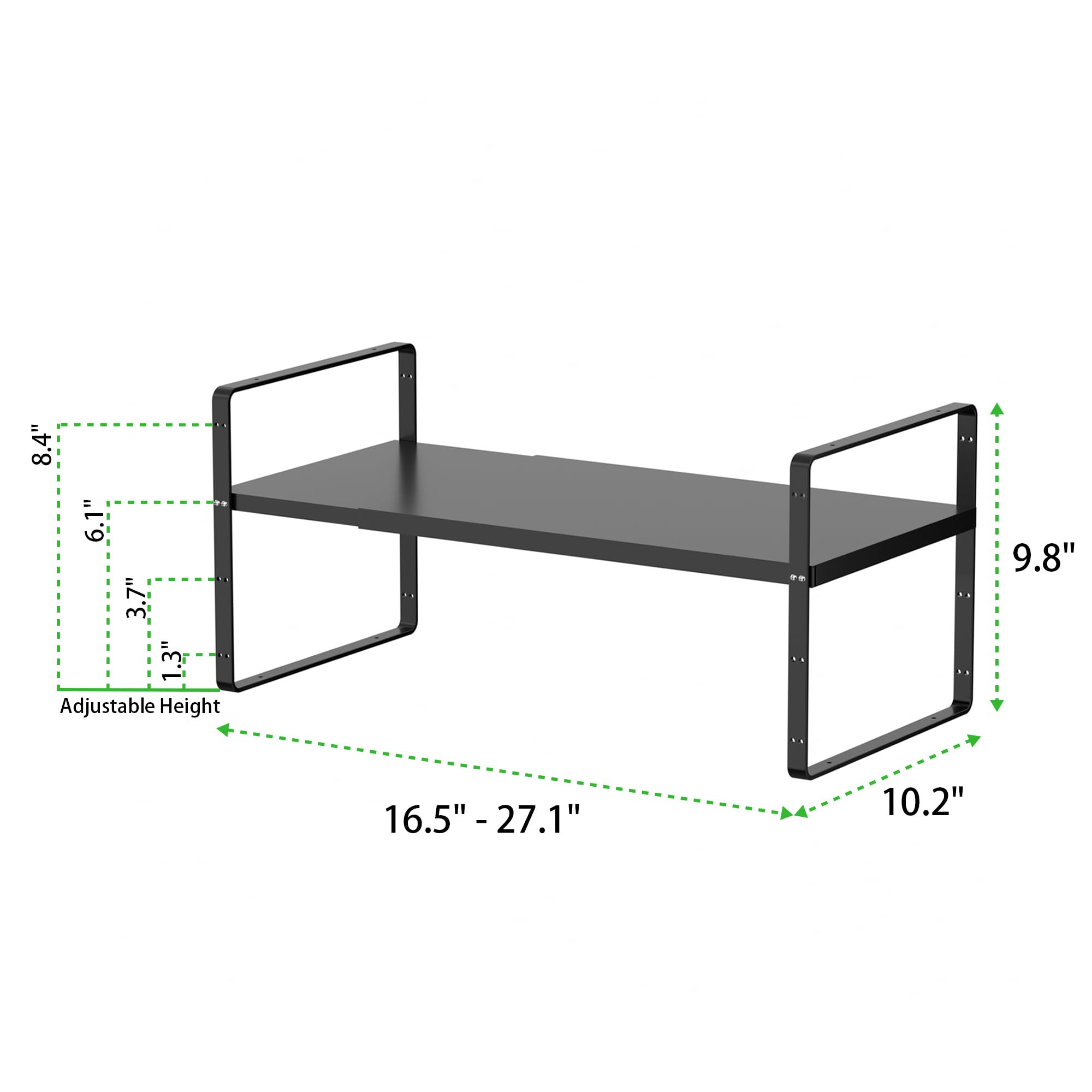 SOFRON Expandable Cabinet Storage Shelf Stackable Organizer Rack for Kitchen Bathroom Pantry Spice Cupboard Countertop Home Office Desk Heavy Duty Nonslip Black Large 1 PACK