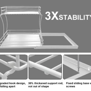 CD HOME Pull Out Cabinet Organizer, Under Sink Slide Out Storage Shelf with 2 Tier Sliding Wire Drawer,Least 13 Inch Cabinet Opening （White）