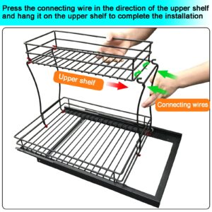 CD HOME Pull Out Cabinet Organizer, Under Sink Slide Out Storage Shelf with 2 Tier Sliding Wire Drawer,Least 13 Inch Cabinet Opening （White）