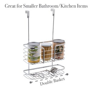 Kitchen Details Chrome 2 Tier Over The Cabinet Organizer | Single Basket | Door Hanging Storage | Bathroom | Kitchen