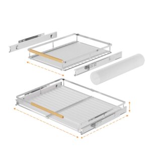 SANNO Pull Out Cabinet Organizer, Slide Out Cabinet Shelf,Under Sink Slide Out Cabinet Organizer, Pots Pans Organizer Smooth Roll,Expandable Width 16.1~26.4" W