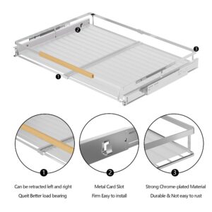 SANNO Pull Out Cabinet Organizer, Slide Out Cabinet Shelf,Under Sink Slide Out Cabinet Organizer, Pots Pans Organizer Smooth Roll,Expandable Width 16.1~26.4" W