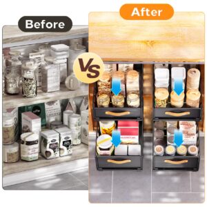 Pull out Cabinet Organizer Fixed with Adhesive Nano Film,Heavy Duty Slide out Pantry Shelves Drawer Storage,Sliding Mesh Cabinet Basket with Handle for Kitchen, Bathroom,Home,15.7"X 9.8"X 6.2"