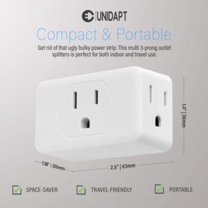 Unidapt Multi Plug Outlet Extender, 3 Outlet Wall Adapter, Multiple Outlet Splitter, Grounded Wall Tap Power Plug Expander for Cruise Ship Home Office Dorm Essentials, 2-Pack