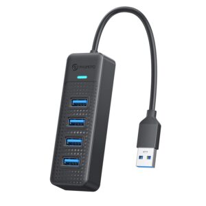 usb hub, phixero 4-port 3.0 hub multi port expander, fast data transfer splitter for laptop, compatible with all device