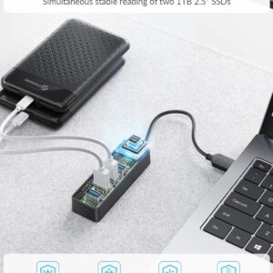 USB Hub, PHIXERO 4-Port 3.0 Hub Multi Port Expander, Fast Data Transfer Splitter for Laptop, Compatible with All Device