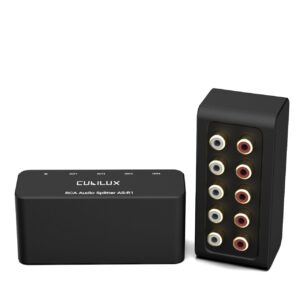 Cubilux AS-R1 4 Way RCA Audio Splitter Box, 4-Channel Stereo RCA Splitter, Passive Audio RCA Splitter-Made with Aluminum Alloy (1 in 4 out)