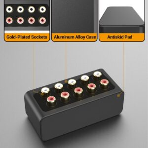 Cubilux AS-R1 4 Way RCA Audio Splitter Box, 4-Channel Stereo RCA Splitter, Passive Audio RCA Splitter-Made with Aluminum Alloy (1 in 4 out)