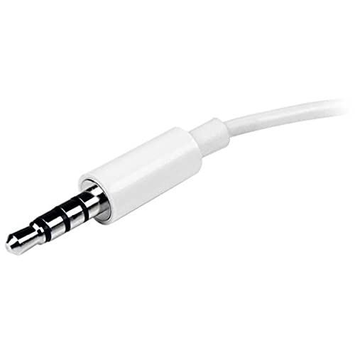 StarTech.com 4 Position Microphone and Headphone Splitter – 3.5 mm – 4 Pin / 4 Pole – Mic and Audio Combo Splitter Cable (MUYHSMFFADW), White