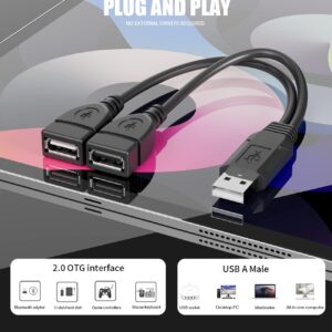 Eanetf USB Cable, 2-Port USB 2.0 Male to Female Splitter, High-Speed Charging & Data Transfer for Laptop, Car, Mac, TV, PC, Xbox, HDD