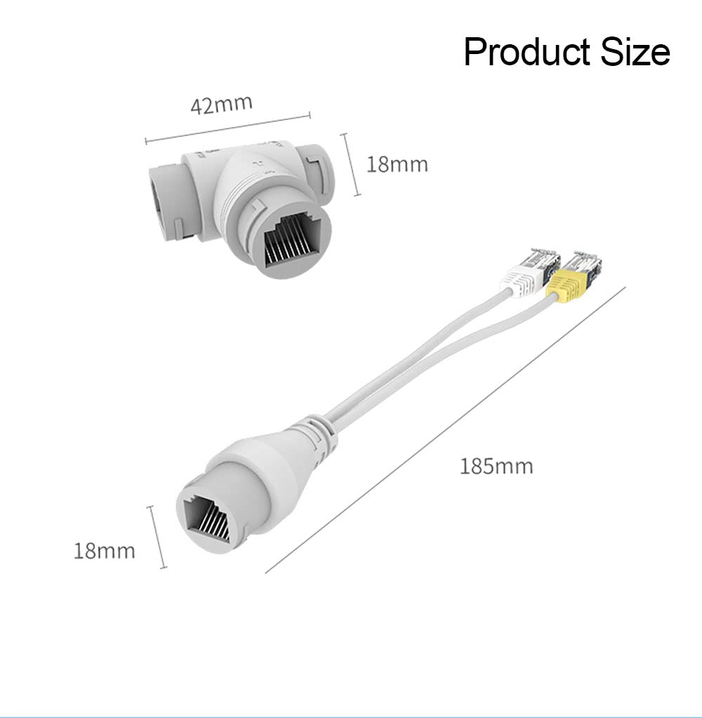 V-Fiabilidad 2-Set PoE Combiner/Mux, POE Splitter Network Cabling Connector 3-Way RJ45 for Surveillance Camera Cables, PoE Synthesis Separation,Support IEEE802.3af/at Protocol, Max Transmission 130M