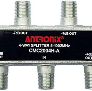 Antronix CMC2004H-A 4-Way Horizontal MoCa Splitter -7dB 5-1002 MHz High Performance for Coax Cable TV & Internet