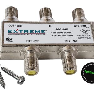 SplitterPRO - Digital Splitters Professionals Install Across The U. S. A. 4-Way Coaxial Cable Splitter, 1 GHz for HDTV and High Speed Internet (Not for Satellite Dish Connections)